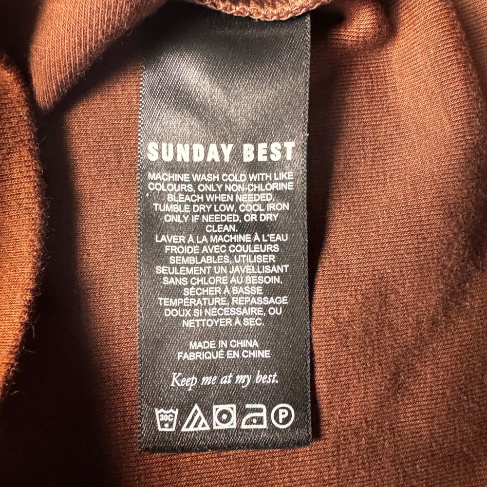 Sunday Best Aritzia Cropped Tee Shirt Womens Medium Brown Short Sleeve Crew Neck - Picture 14 of 16